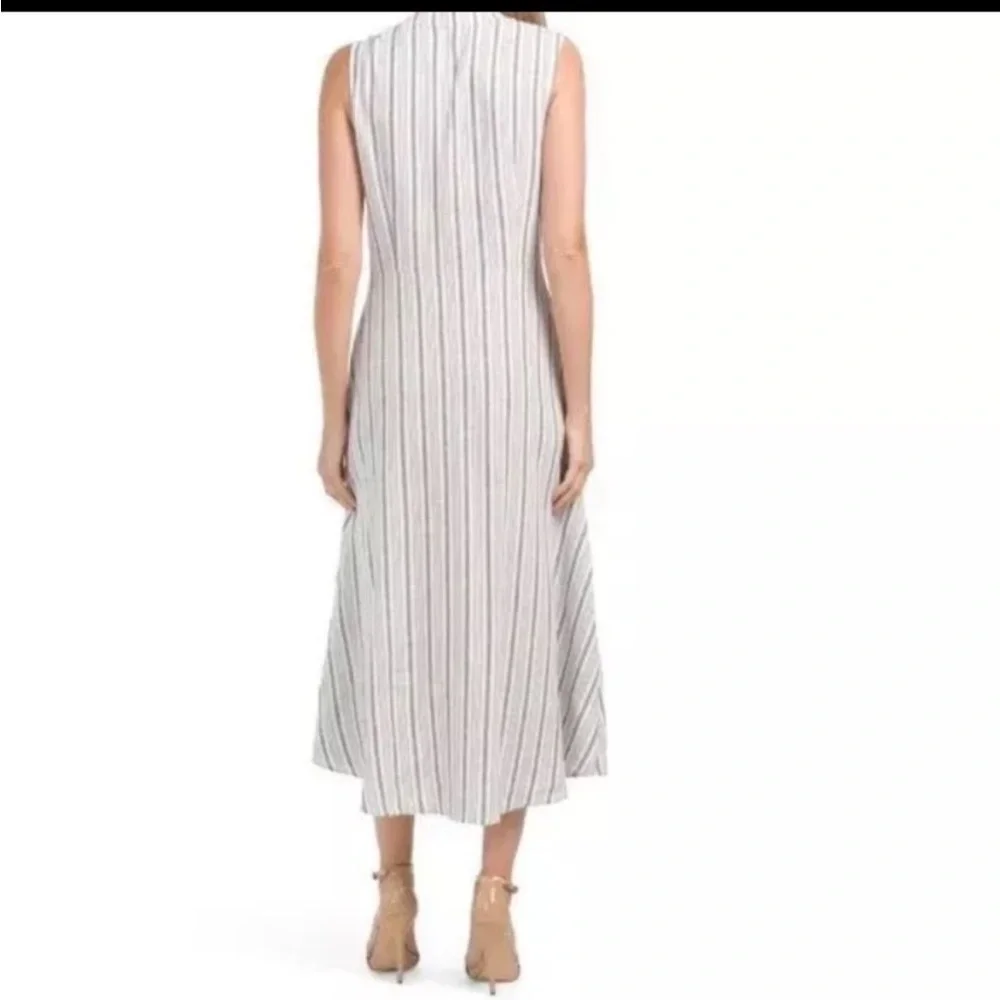 Tahari Linen Stripe Midi Dress Size XS NWT